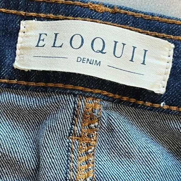 ELOQUII Women's Size 16 Dark Wash Peach Lift Step-Hem Skinny Denim Jeans - Picture 7 of 9
